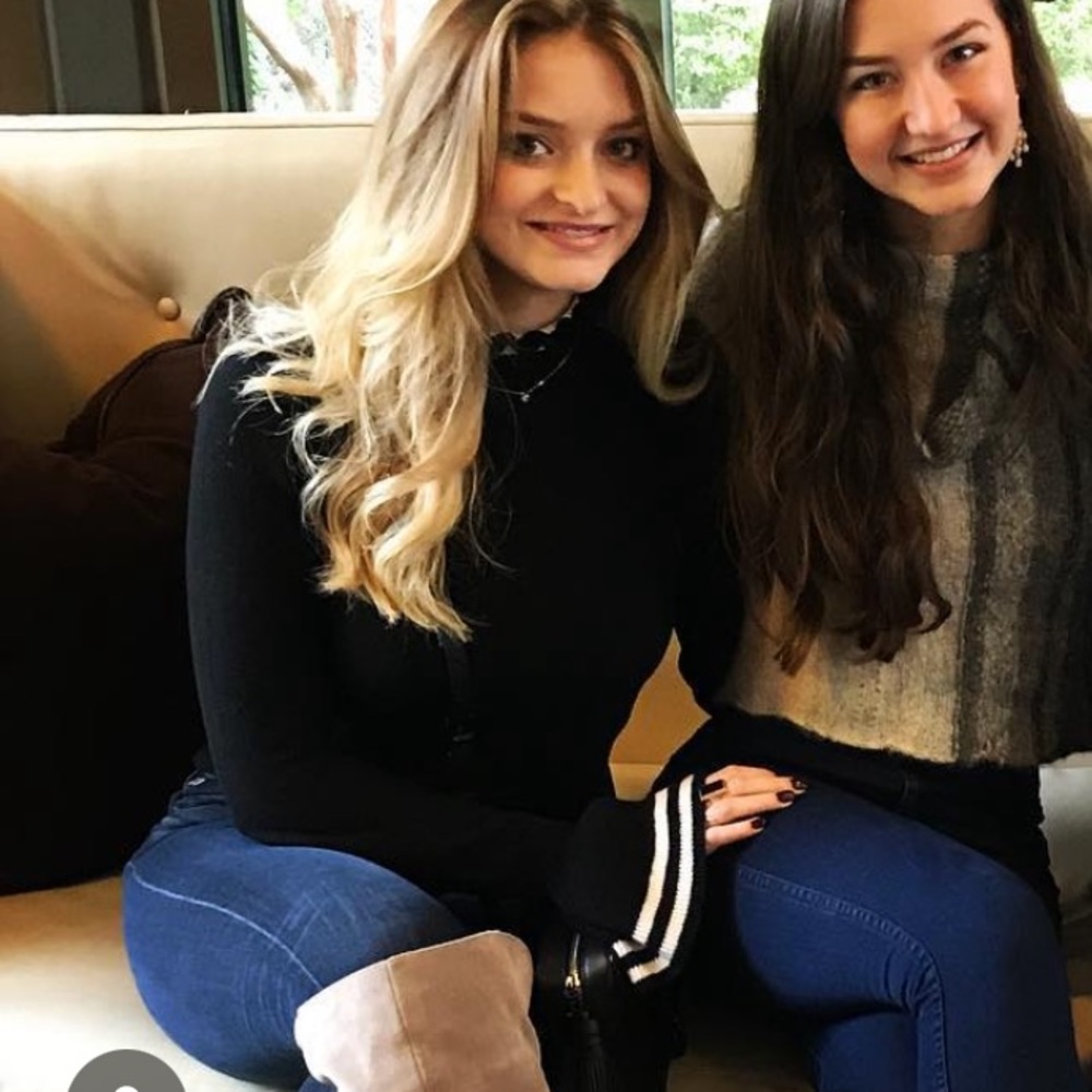 & Other Stories Black and Cream Ruffle Trim Sweater